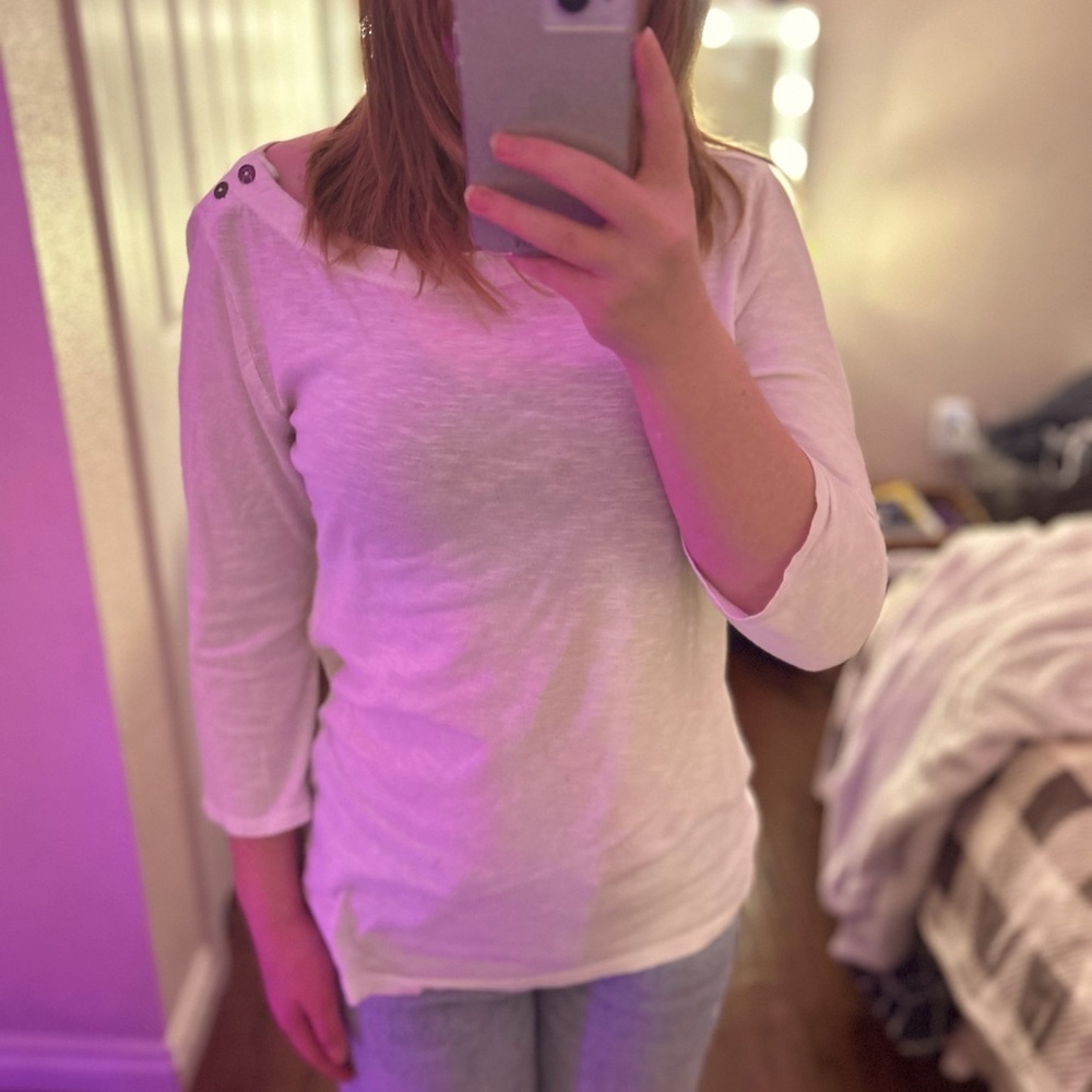 LOFT white tee shirt with buttons